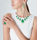 SUITE OF EMERALD, COLOURED DIAMOND AND DIAMOND JEWELLERY