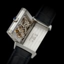 JAEGER-LECOULTRE. A RARE PLATINUM LIMITED EDITION REVERSIBLE SKELETONISED TOURBILLON WRISTWATCH