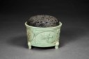 A RARE MOLDED AND CARVED LONGQUAN CELADON CENSER