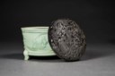 A RARE MOLDED AND CARVED LONGQUAN CELADON CENSER