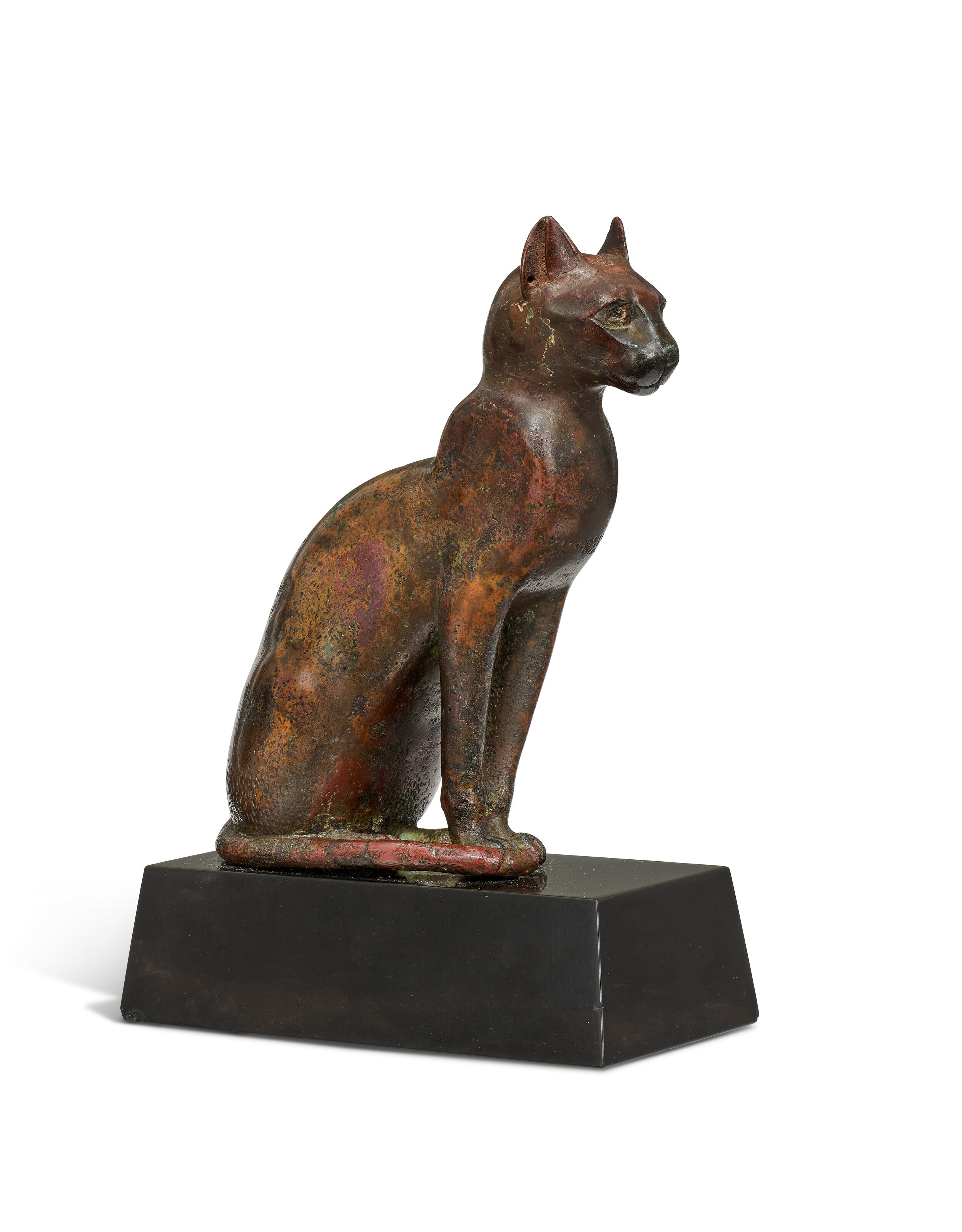 AN EGYPTIAN BRONZE CAT