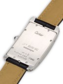 CARTIER. AN EXTREMELY RARE AND ATTRACTIVE PLATINUM LIMITED EDITION WRISTWATCH WITH DARK GREEN ROMAN NUMERALS, MADE FOR THE ITALIAN MARKET