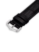 CARTIER. AN EXTREMELY RARE AND ATTRACTIVE PLATINUM LIMITED EDITION WRISTWATCH WITH DARK GREEN ROMAN NUMERALS, MADE FOR THE ITALIAN MARKET