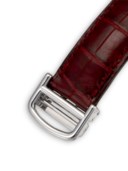 CARTIER. A RARE PLATINUM LIMITED EDITION JUMP HOUR WRISTWATCH WITH WANDERING MINUTES, MADE TO COMMEMORATE THE 150TH ANNIVERSARY OF CARTIER