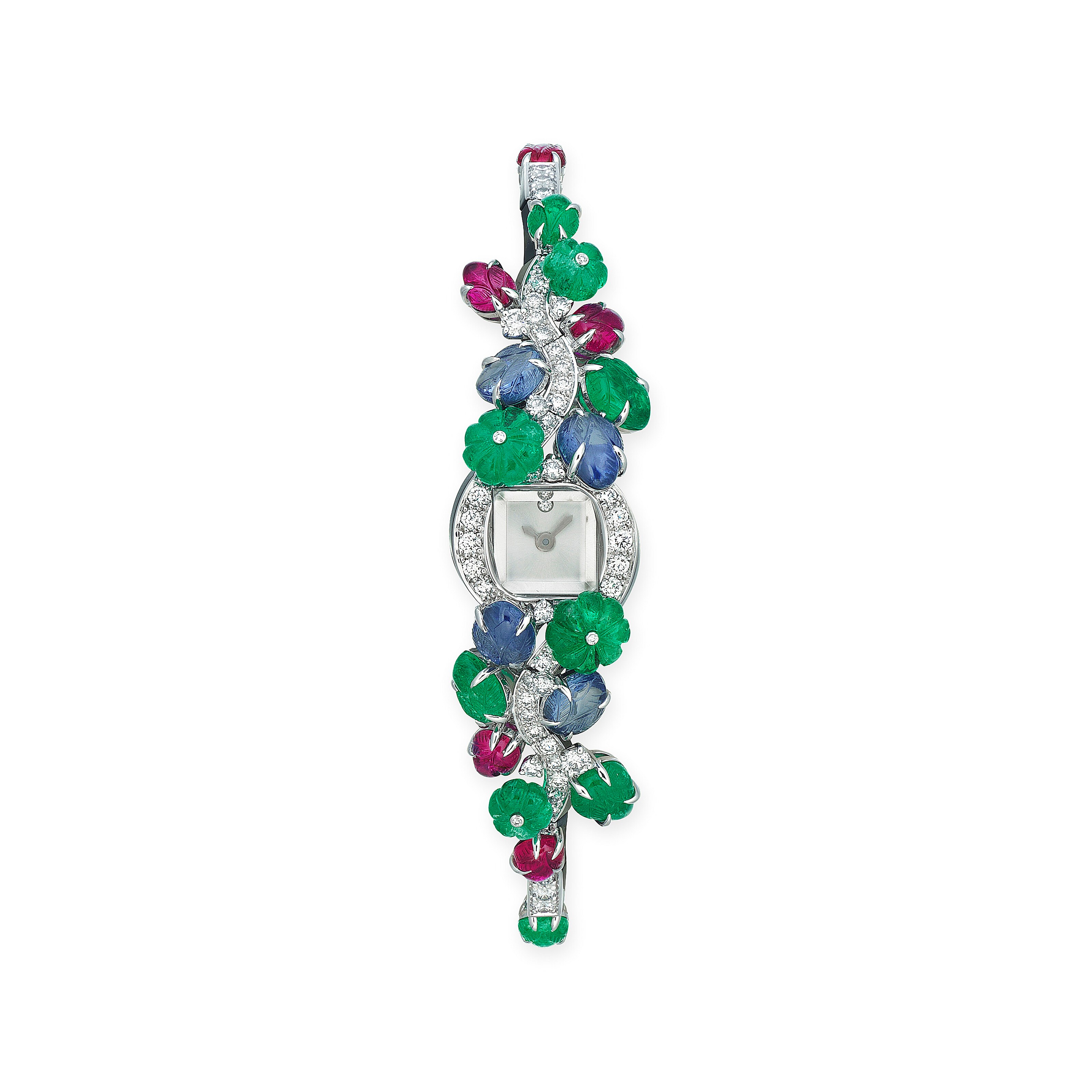 CARTIER MULTI-GEM AND DIAMOND 'TUTTI-FRUTTI' WRISTWATCH