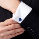 RUBY, SAPPHIRE AND DIAMOND CUFFLINKS