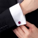 RUBY, SAPPHIRE AND DIAMOND CUFFLINKS