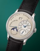 F.P. JOURNE. A RARE AND ATTRACTIVE PLATINUM AUTOMATIC WRISTWATCH WITH BRASS MOVEMENT, MOON PHASES, DATE AND POWER RESERVE