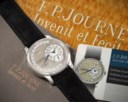 F. P. JOURNE. A RARE AND COVETED PLATINUM AUTOMATIC ANNUAL CALENDAR WRISTWATCH WITH RETROGRADE DATE