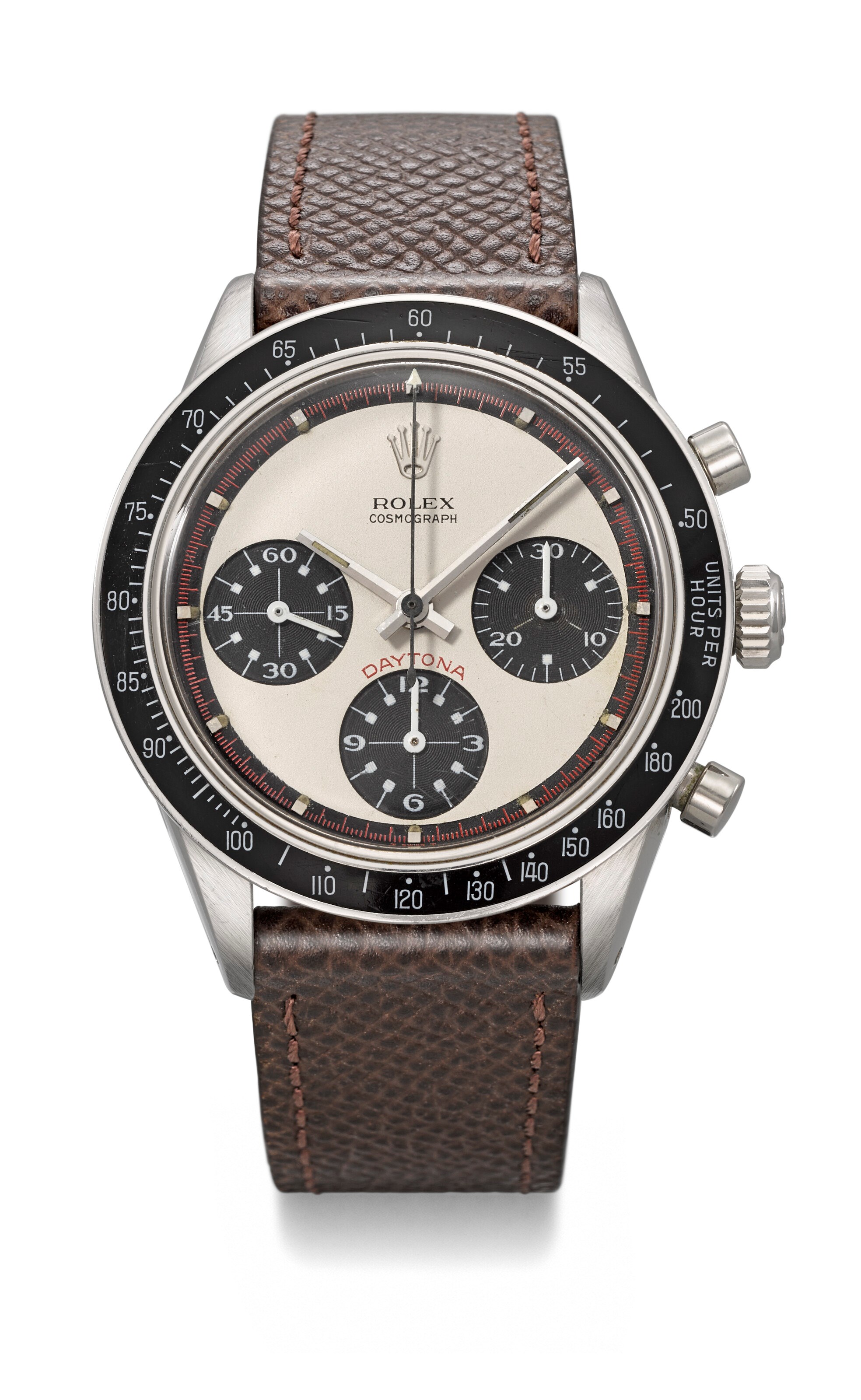 ROLEX. A VERY RARE AND ATTRACTIVE STAINLESS STEEL CHRONOGRAPH WRISTWATCH WITH 'PAUL NEWMAN' DIAL