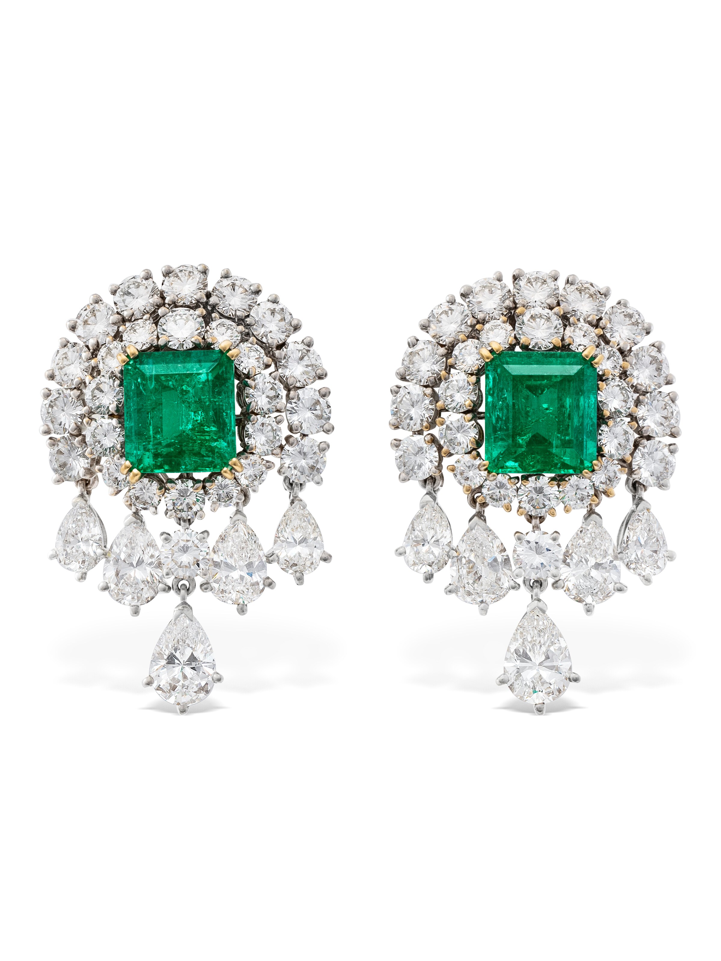 VAN CLEEF &amp; ARPELS EMERALD AND DIAMOND 'MANSAR' EARRINGS