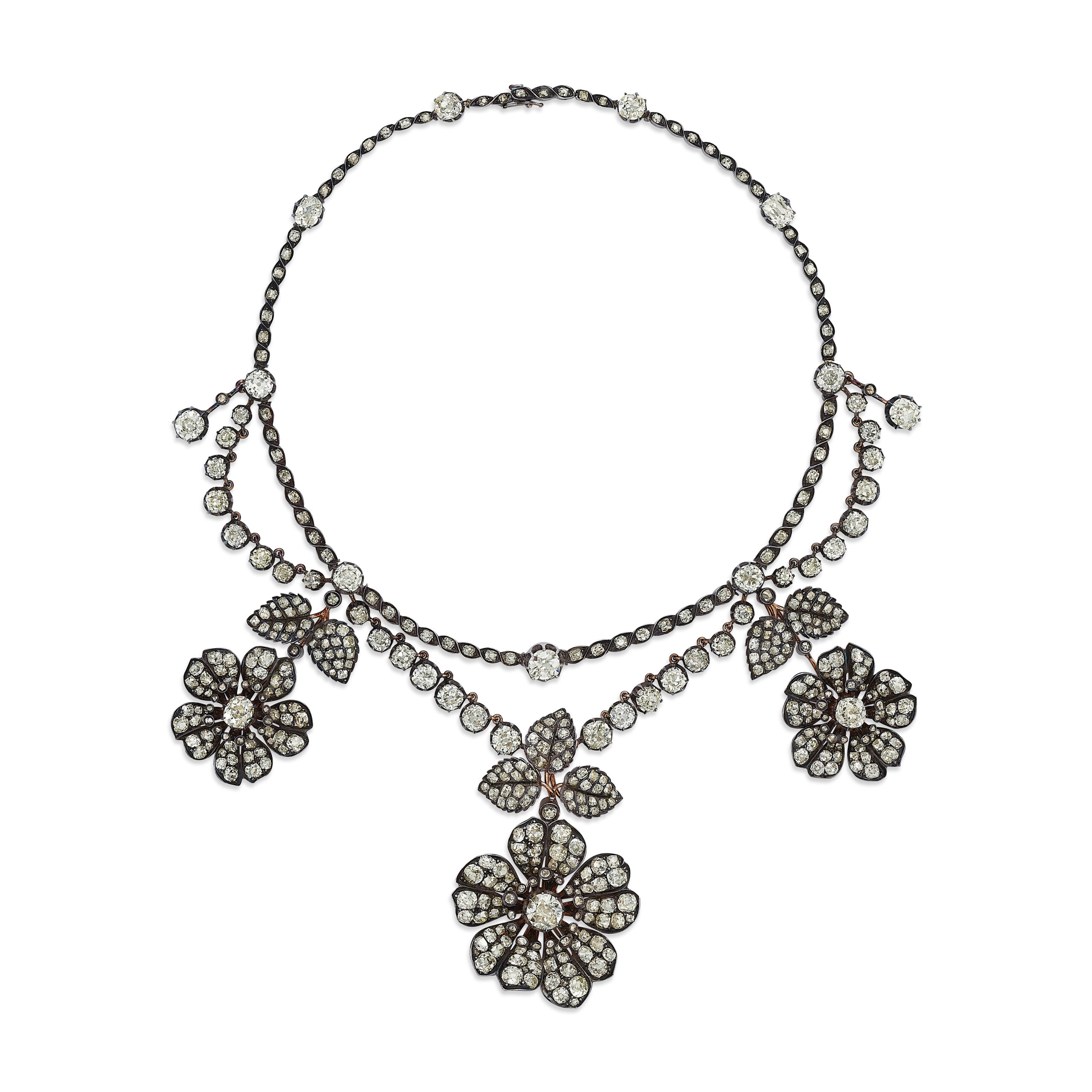 ANTIQUE DIAMOND FLOWER NECKLACE