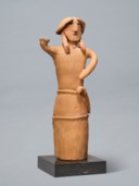 A HANIWA EARTHENWARE SCULPTURE OF A WARRIOR