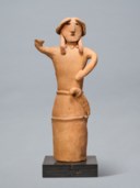 A HANIWA EARTHENWARE SCULPTURE OF A WARRIOR