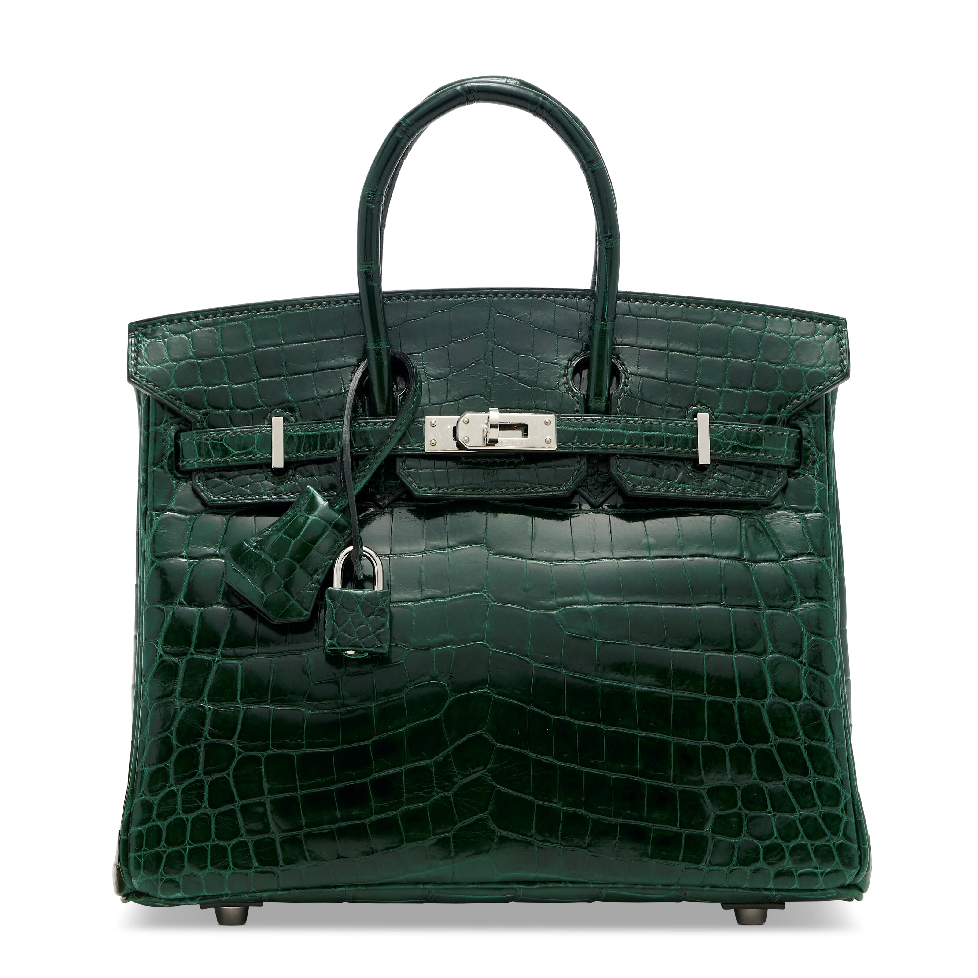 A SHINY VERT FONCÉ NILOTICUS CROCODILE BIRKIN 25 WITH PALLADIUM HARDWARE