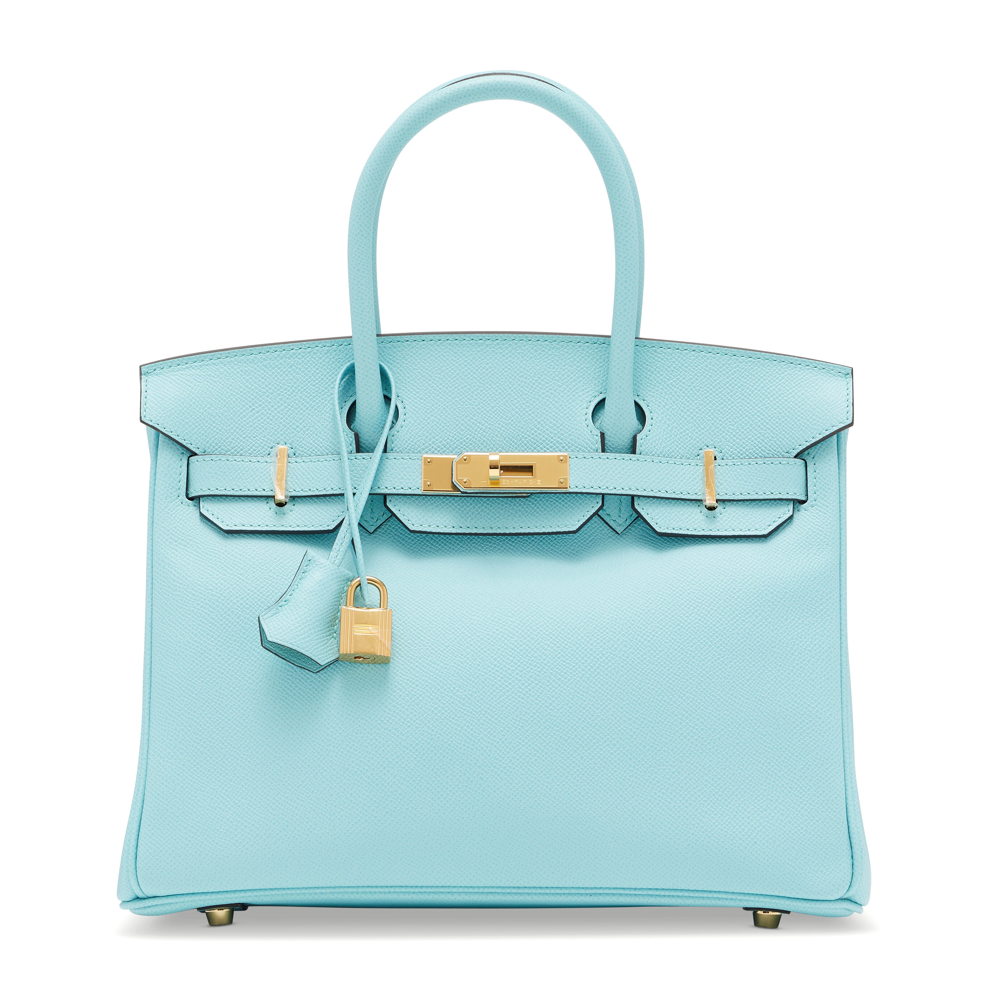 A BLEU ATOLL EPSOM LEATHER BIRKIN 30 WITH GOLD HARDWARE