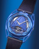 DE BETHUNE. A RARE, UNUSUAL AND EXTREMELY ATTRACTIVE MIRROR-POLISHED BLUED TITANIUM LIMITED EDITION LIGHTWEIGHT WRISTWATCH WITH POWER RESERVE AND ‘FLOATING LUGS’