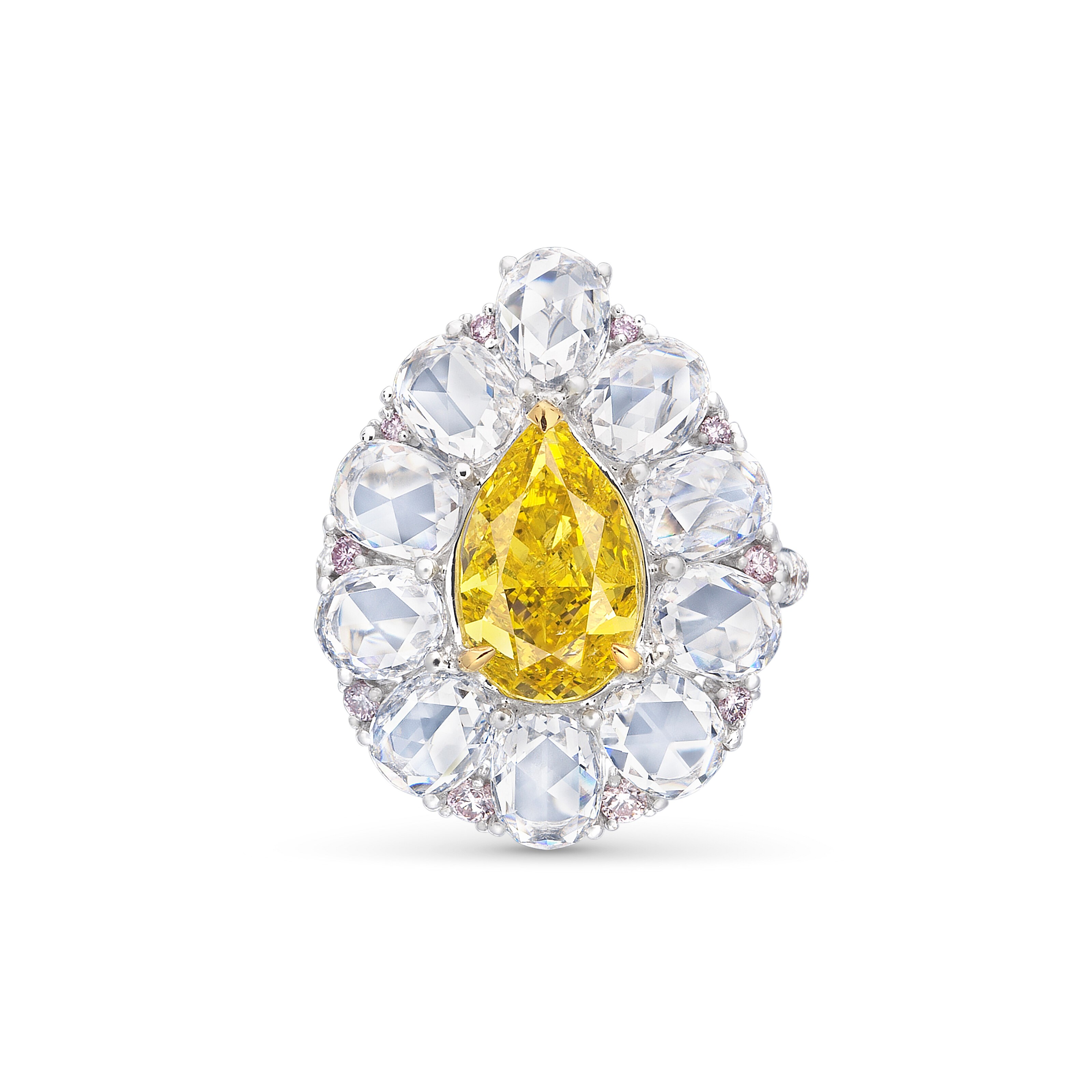 NO RESERVE - COLOURED DIAMOND AND DIAMOND RING