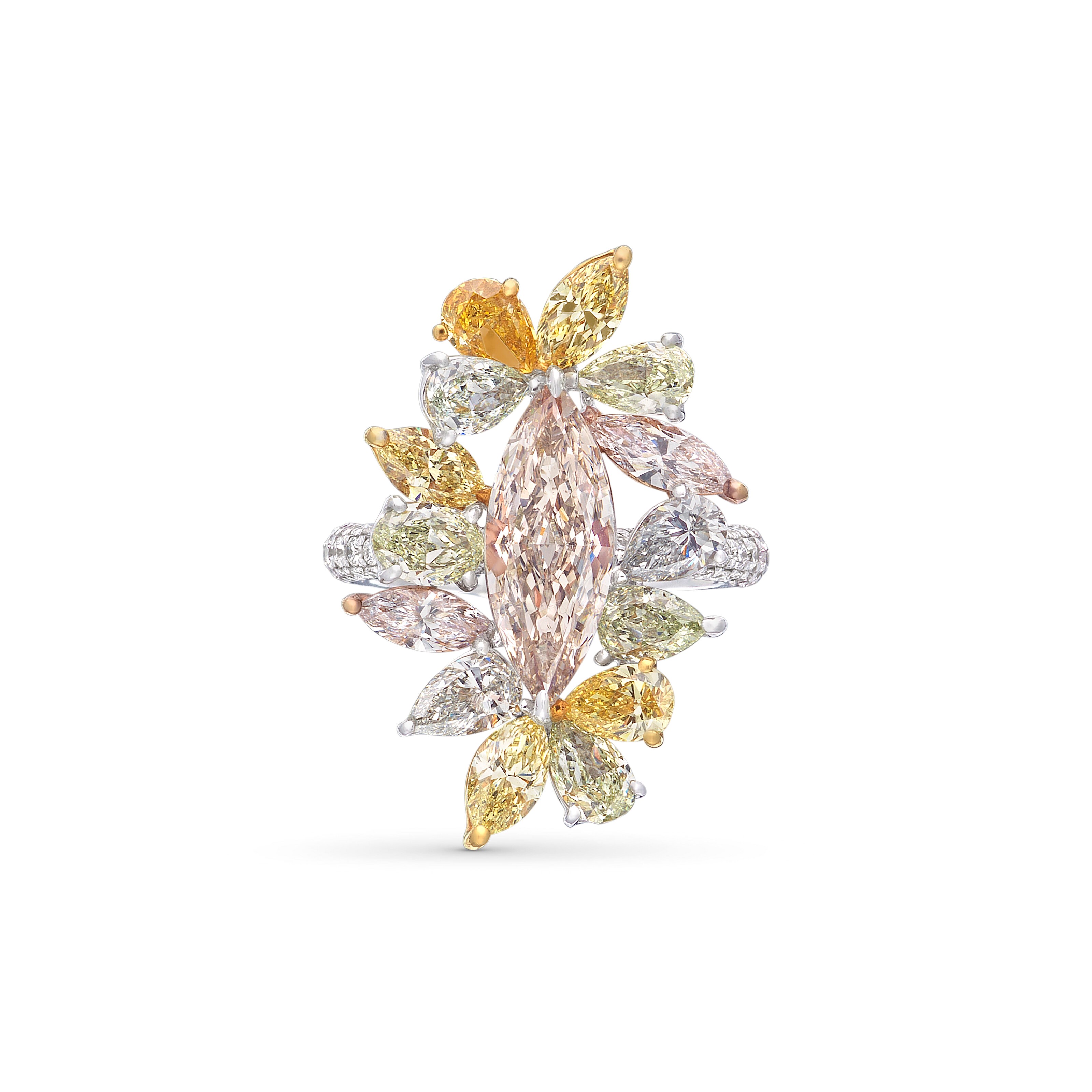 NO RESERVE - COLOURED DIAMOND AND DIAMOND RING