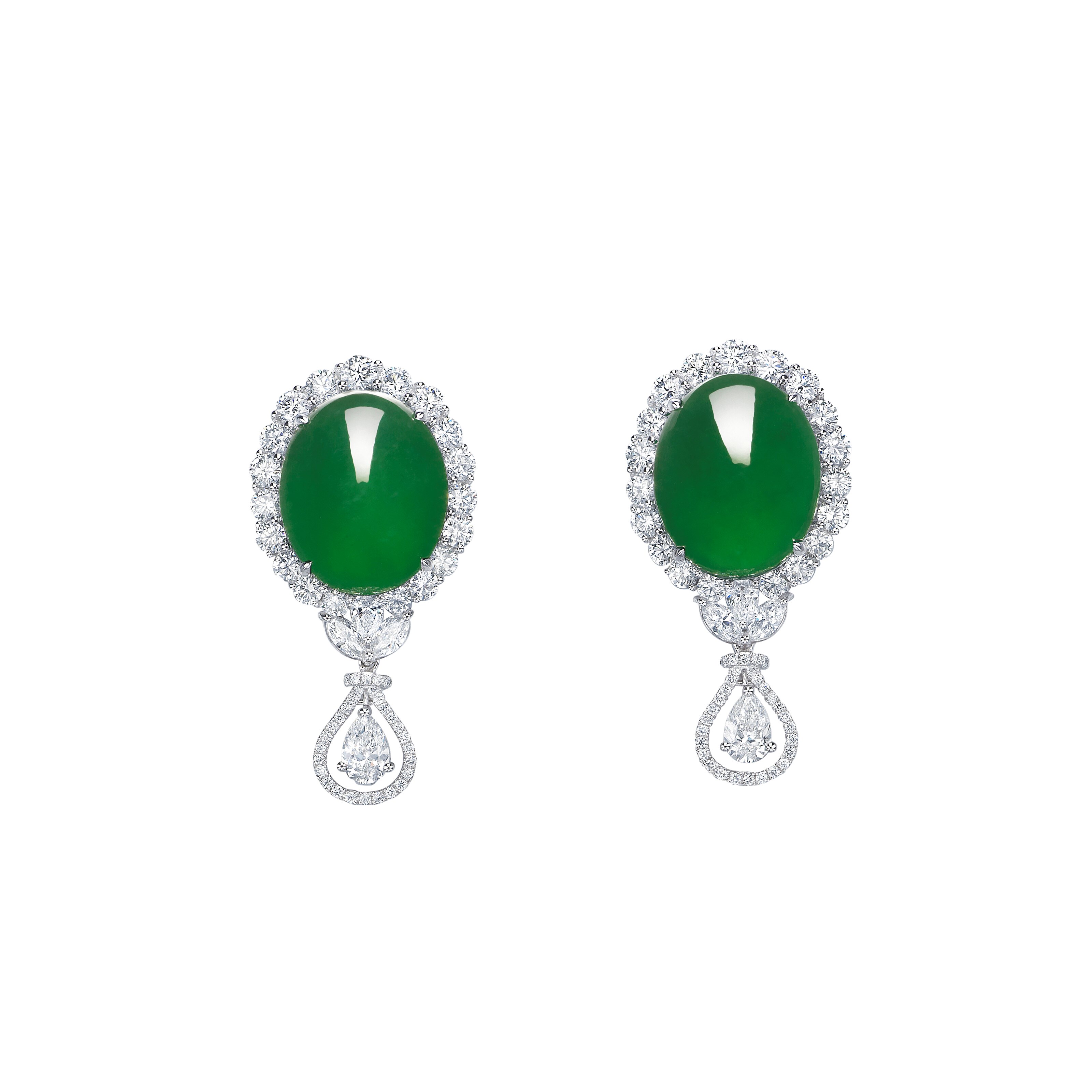 JADEITE AND DIAMOND EARRINGS