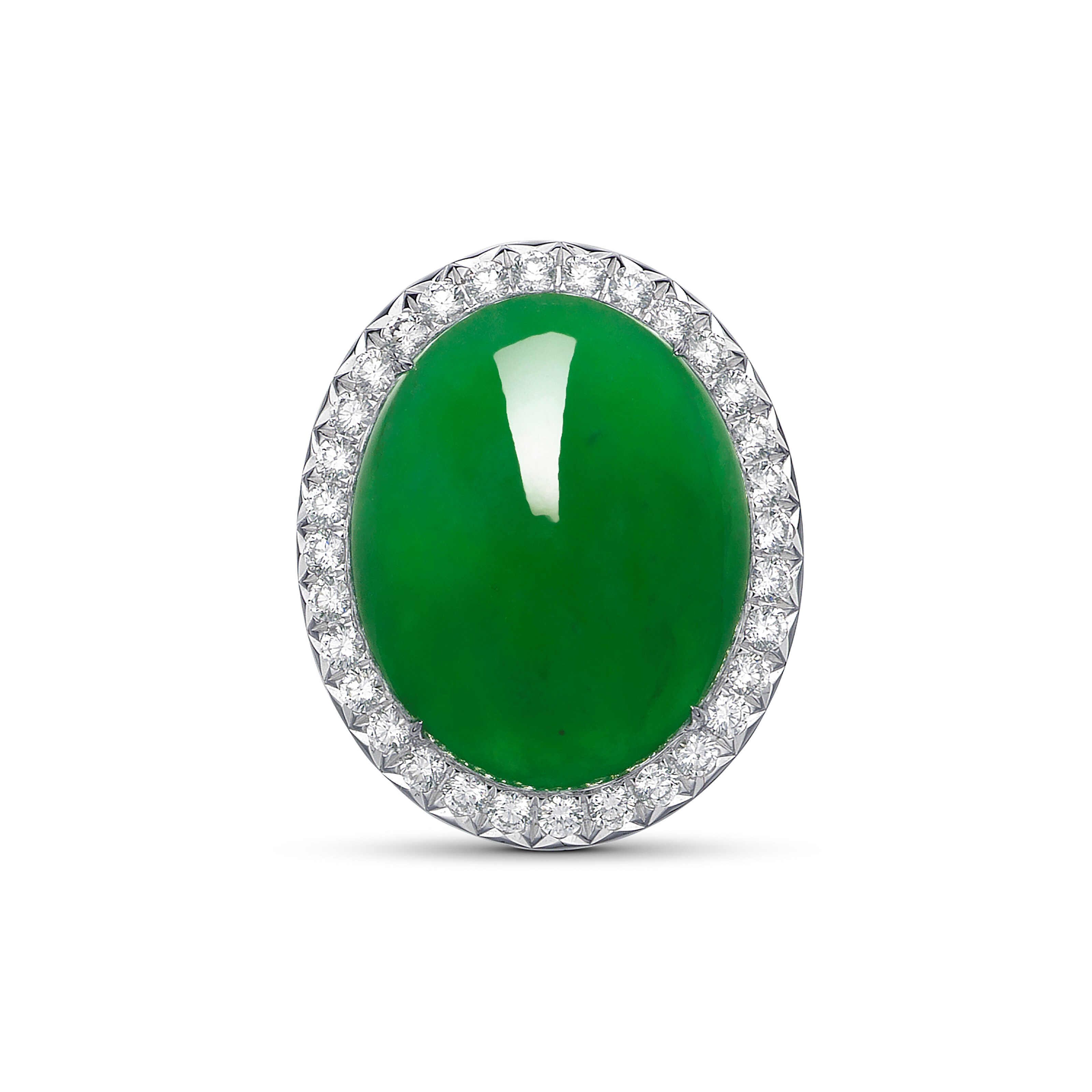 JADEITE AND DIAMOND RING