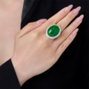 JADEITE AND DIAMOND RING