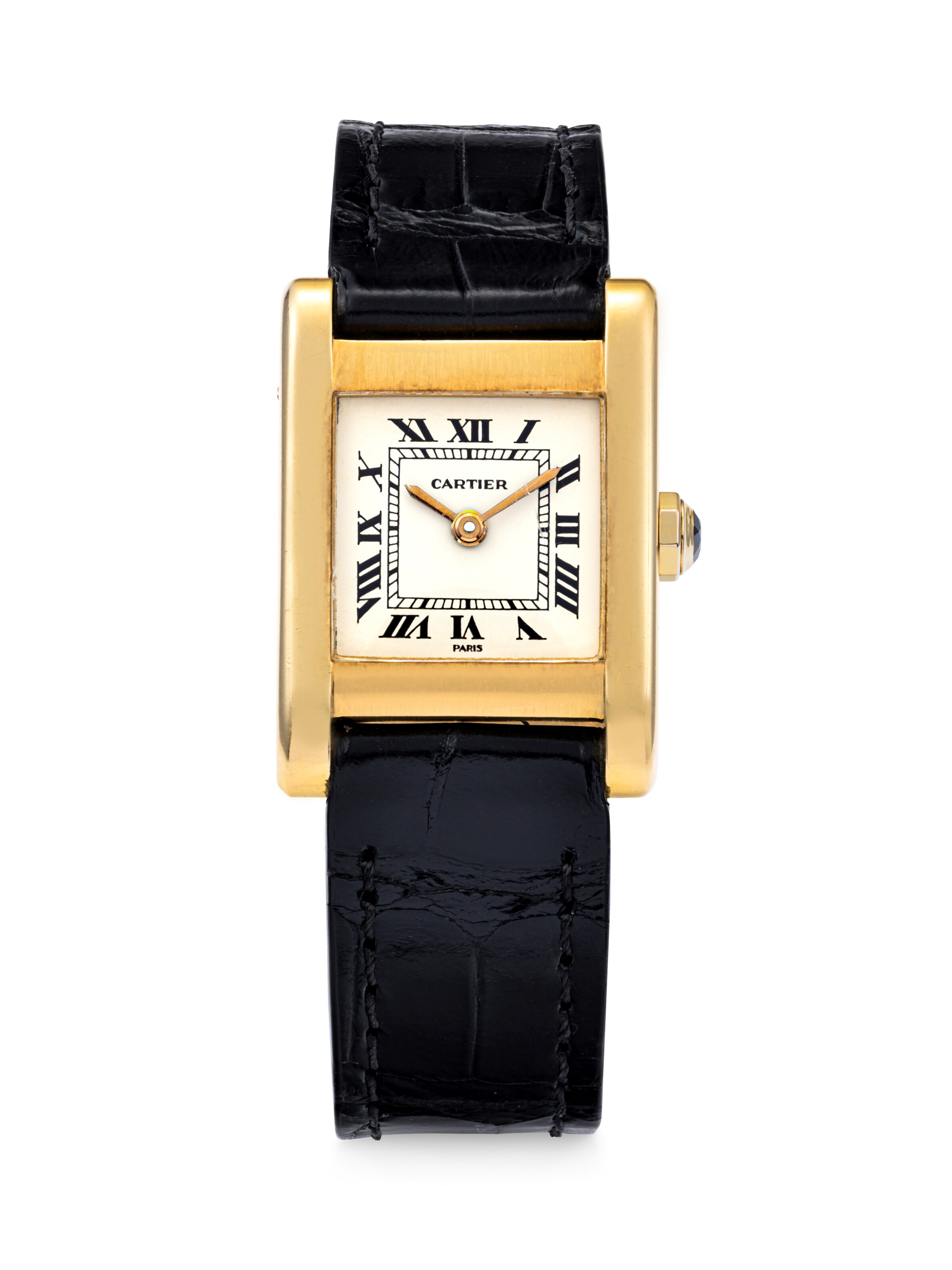 CARTIER. AN 18K GOLD RECTANGULAR WRISTWATCH