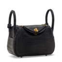 A MATTE BLACK ALLIGATOR MINI LINDY II WITH GOLD HARDWARE