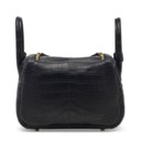A MATTE BLACK ALLIGATOR MINI LINDY II WITH GOLD HARDWARE