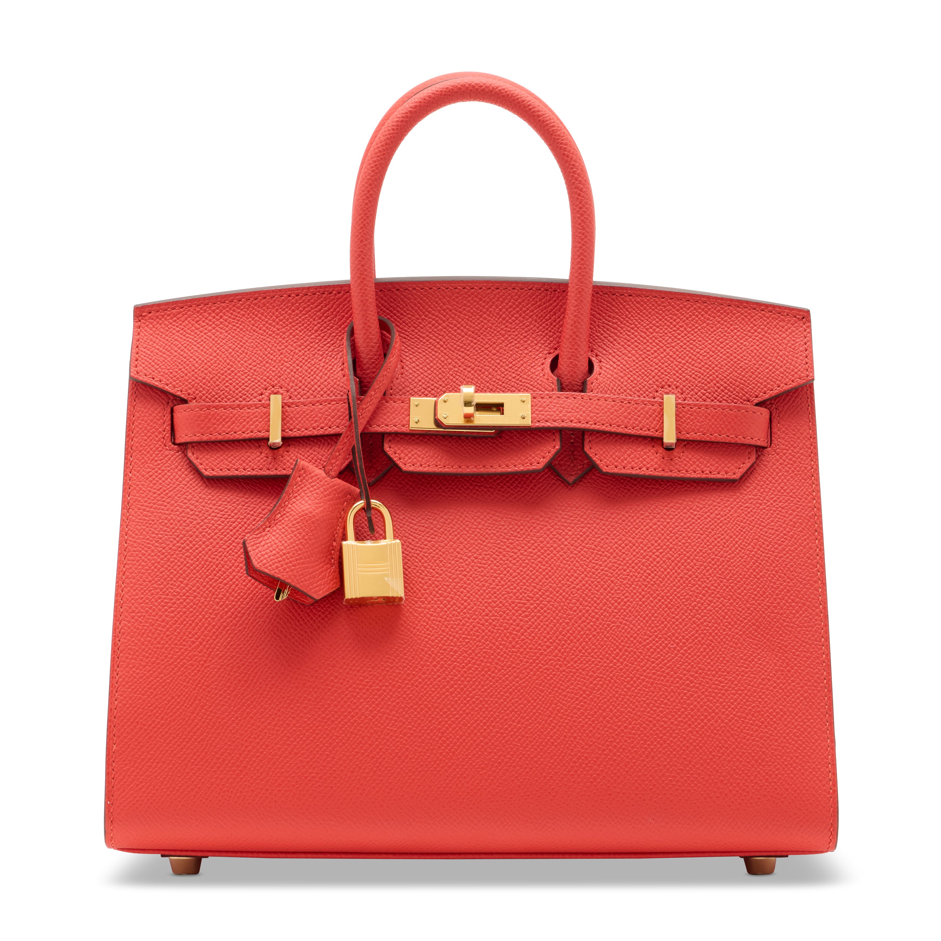 金蓮花色EPSOM小牛皮EPSOM小牛皮25公分外縫柏金包附黃金配件