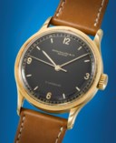 PATEK PHILIPPE. AN EXCEPTIONAL, EXTREMELY RARE AND HIGHLY ATTRACTIVE 18K GOLD WRISTWATCH WTIH SWEEP CENTRE SECONDS AND BLACK DIAL