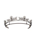 GARRARD &amp; CO. LATE 19TH CENTURY DIAMOND RIVIÈRE NECKLACE/NATURAL PEARL AND DIAMOND TIARA