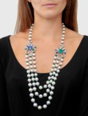 BULGARI SAPPHIRE, EMERALD, DIAMOND AND CULTURED PEARL 'FIOCCO REALE' NECKLACE