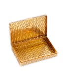 A 14K GOLD, DIAMOND AND RED GEMSTONE-SET CIGARETTE CASE