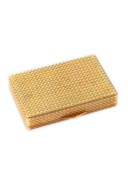 A 14K GOLD, DIAMOND AND RED GEMSTONE-SET CIGARETTE CASE