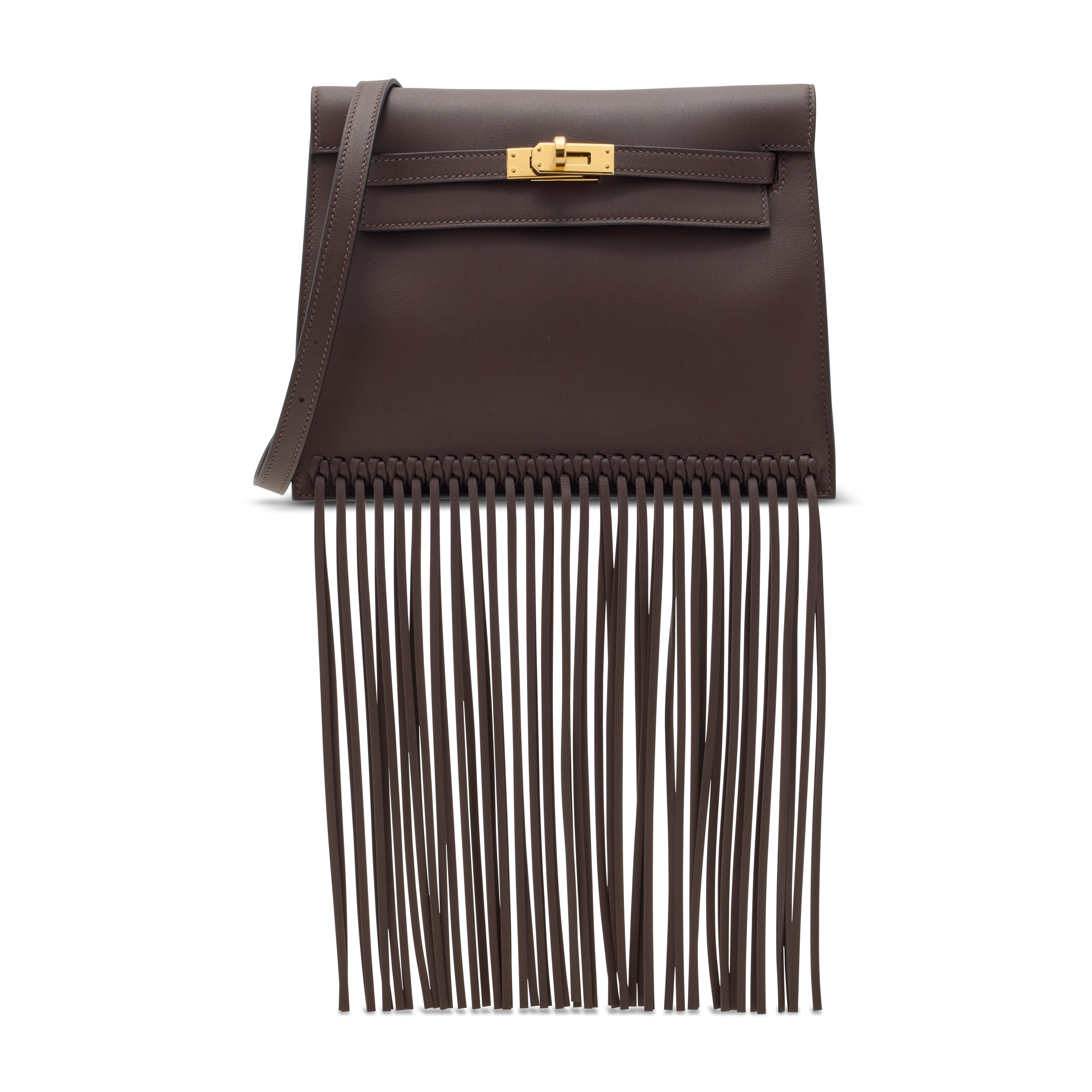 A LIMITED EDITION MOKA SWIFT LEATHER KELLY DANSE ANATE WITH GOLD HARDWARE