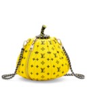 A LIMITED EDITION YELLOW MONOGRAM PUMPKIN BAG WITH SILVER HARDWARE BY YAYOI KUSAMA