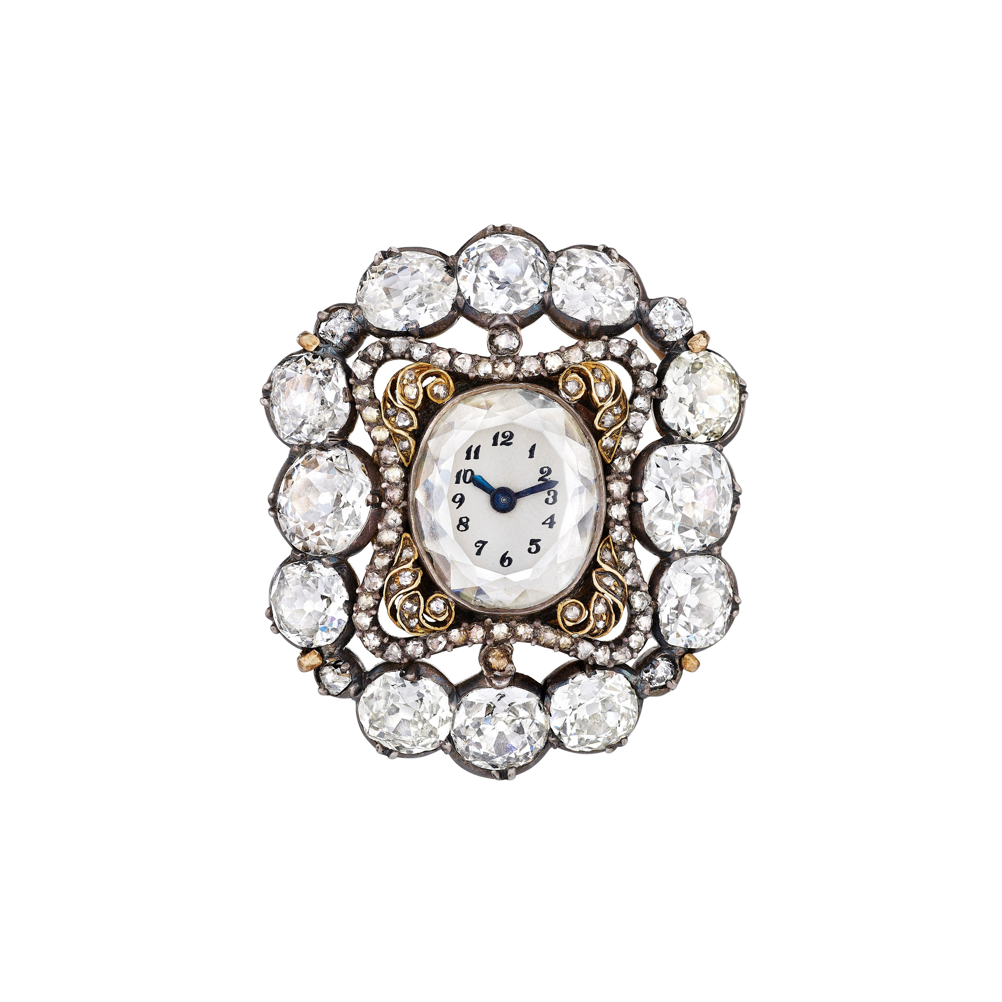 ANTIQUE DIAMOND WATCH-BROOCH