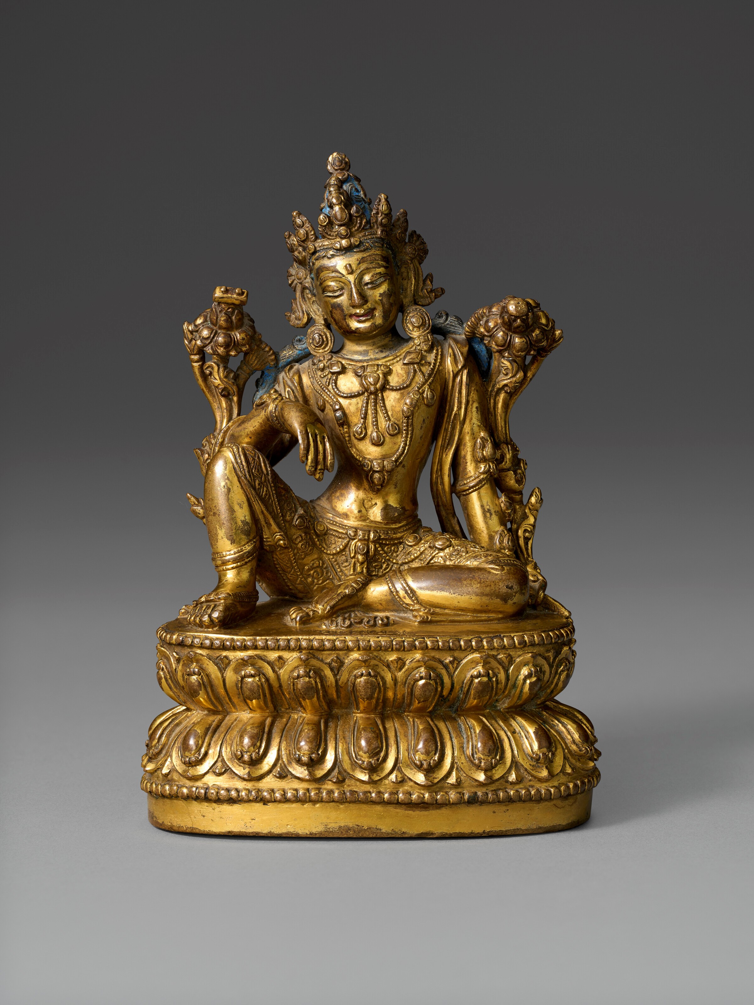 A RARE AND SUPERB GILT-BRONZE FIGURE OF AVALOKITESHVARA