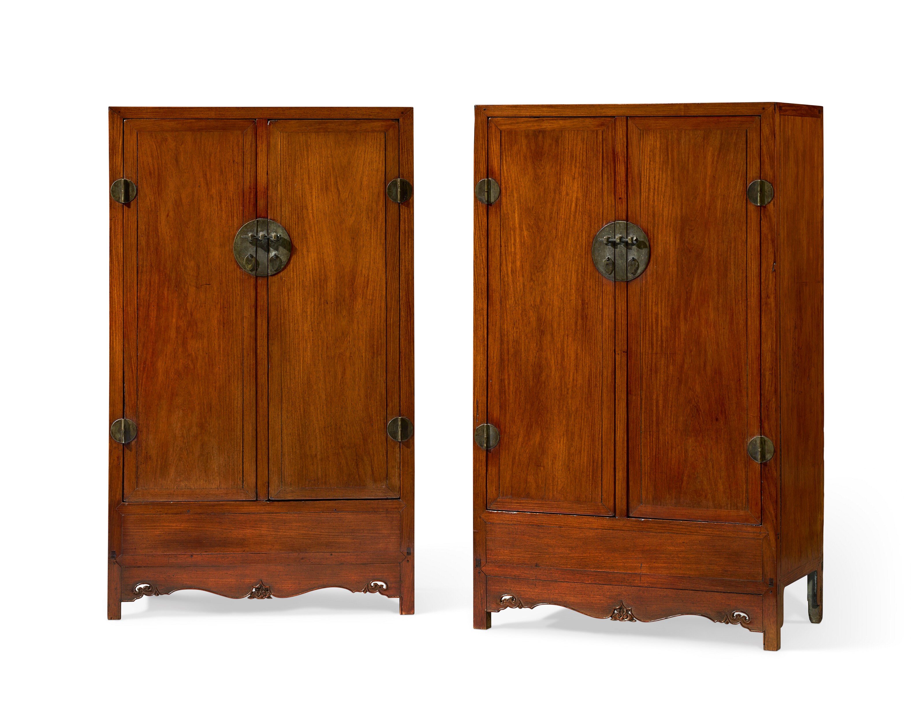 A RARE PAIR OF HUANGHUALI SQUARE-CORNER CABINETS