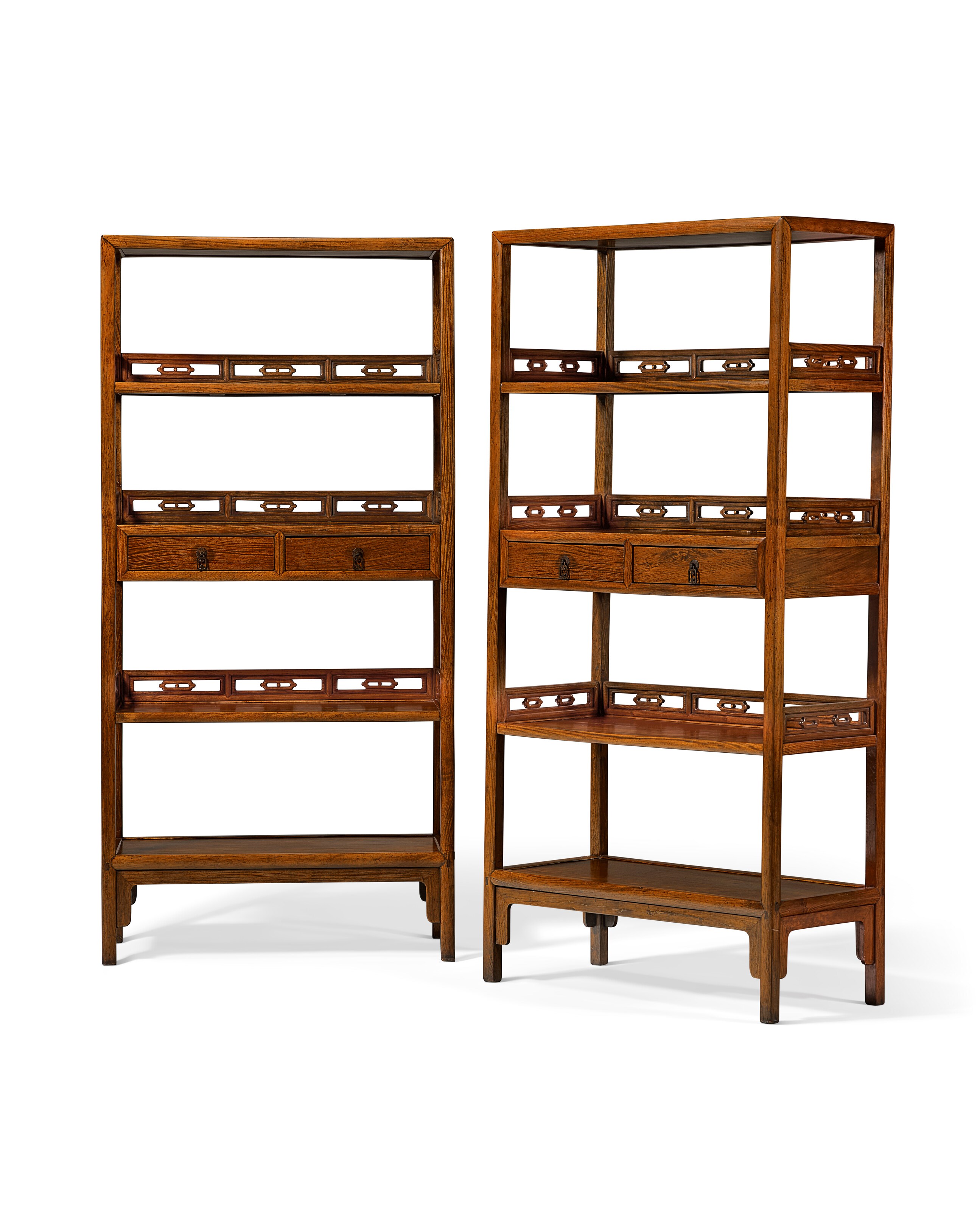 A PAIR OF HUANGHUALI BOOKSHELVES