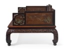 A VERY RARE CARVED JICHIMU AND ZITAN LUOHAN BED