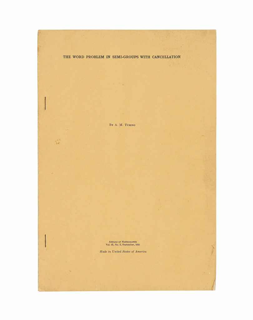 TURING Alan The Word Problem In Semi groups With Cancellat Turing alan the word problem in semi groups with cancellat