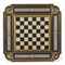 AN ENGLISH SILVER AND SILVER-GILT ELECTROPLATED AND ENAMEL-MOUNTED EBONY AND IVORY CHESS-TABLE WITH SILVER-GILT AND ENAMELLED CHESS-SET 
