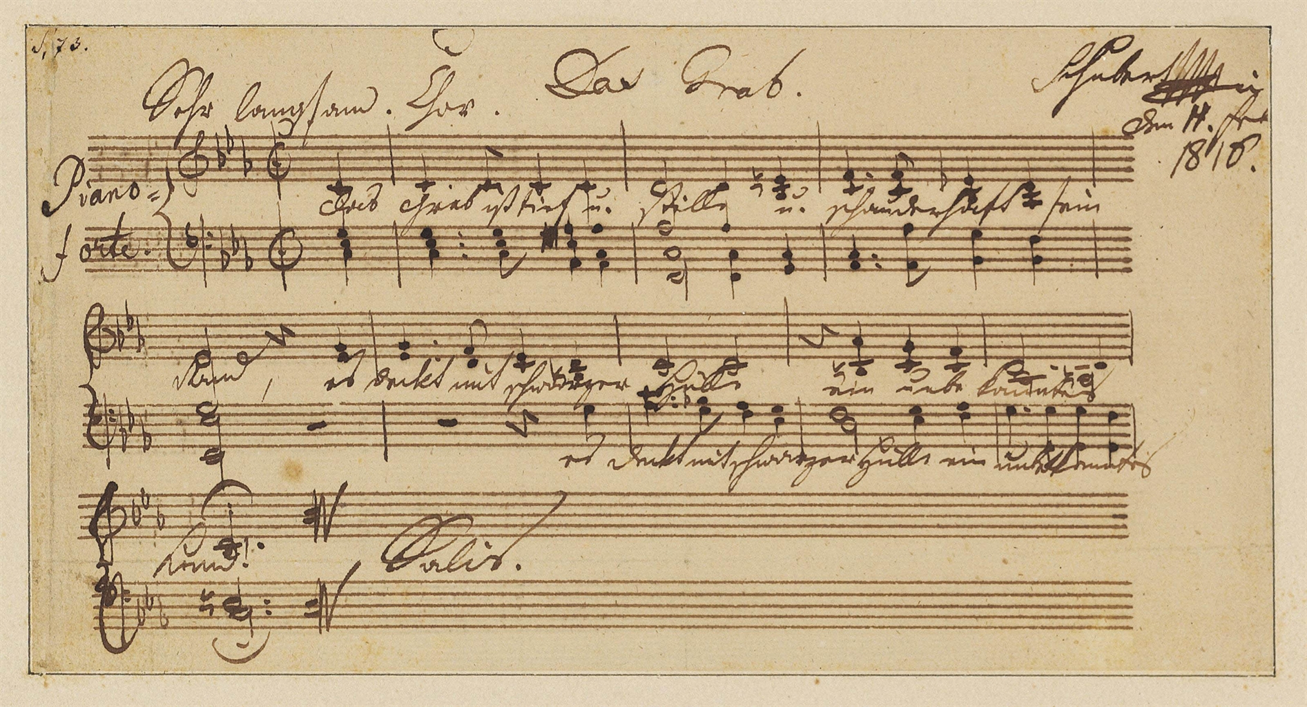 SCHUBERT, Franz (1797-1828). Autograph music manuscript signed ...