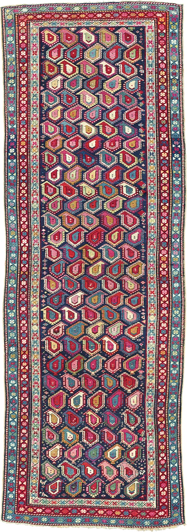 An Akstafa runner. East Caucasus, circa 1880. 10ft x 3ft 6 in (305 cm x 106 cm). This piece was offered in Oriental Rugs and Carpets on 19 April 2016 at Christie’s in London and sold for £6,250