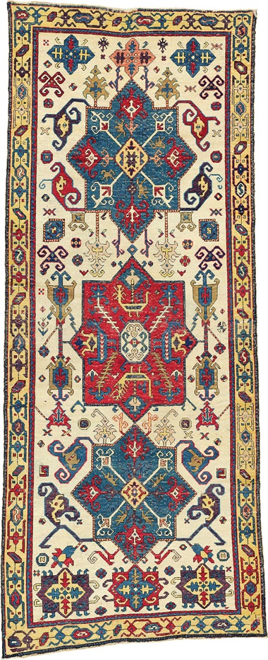 The Lehmann-Bärenklau Kuba medallion carpet. East Caucasus, first half 18th century. 9 ft 9 in x 3 ft 8 in (296 cm x 112 cm). This piece was offered in Oriental Rugs and Carpets on 19 April 2016 at Christie’s in London and sold for £92,500