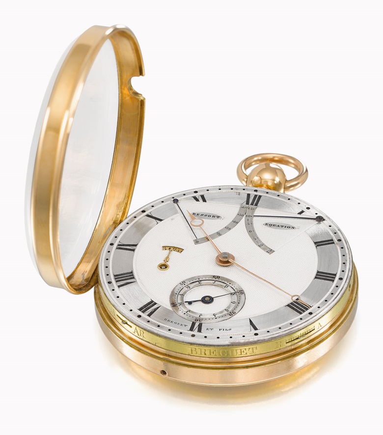Breguet et Fils, Paris, No. 217, Self-Winding Quarter Repeating Pocketwatch with Equation of Time, Day, Month and Power Reserve.  Estimate $600,000-1,200,000  CHF600,000-1,200,000. This watch is offered in the Rare Watches auction on 16 May at Christie’s Geneva