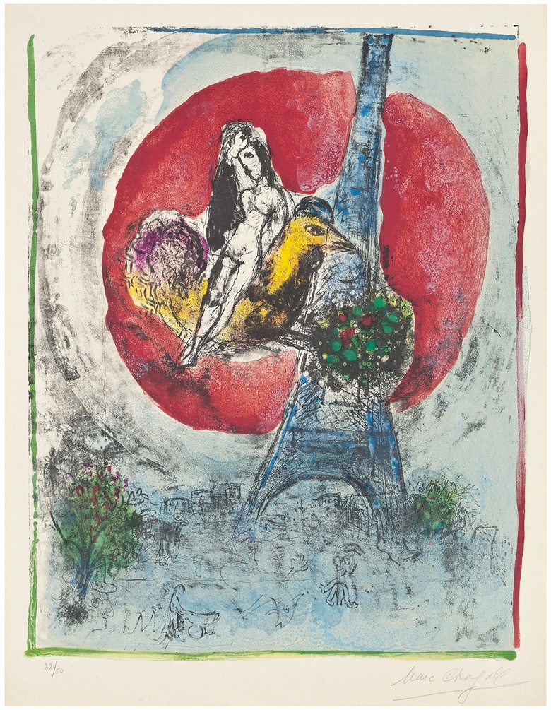 Prints By Pico Hockney And Bacon For Under 10 000 Christie S Marc Chagall 1887 1985 Les Amoureux De La Tour Eiffel 1960