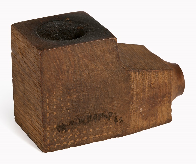 Marcel Duchamp (1887-1968), Pipe, 1944. Signed and dated ‘M DUCHAMP 44’ (on the side) Carved briar wood pipe bowl. Height 1⅞ in (4.7 cm), length 3 in (7.5 cm). Sold for $87,500 on 13 May 2016 at Christie’s in New York